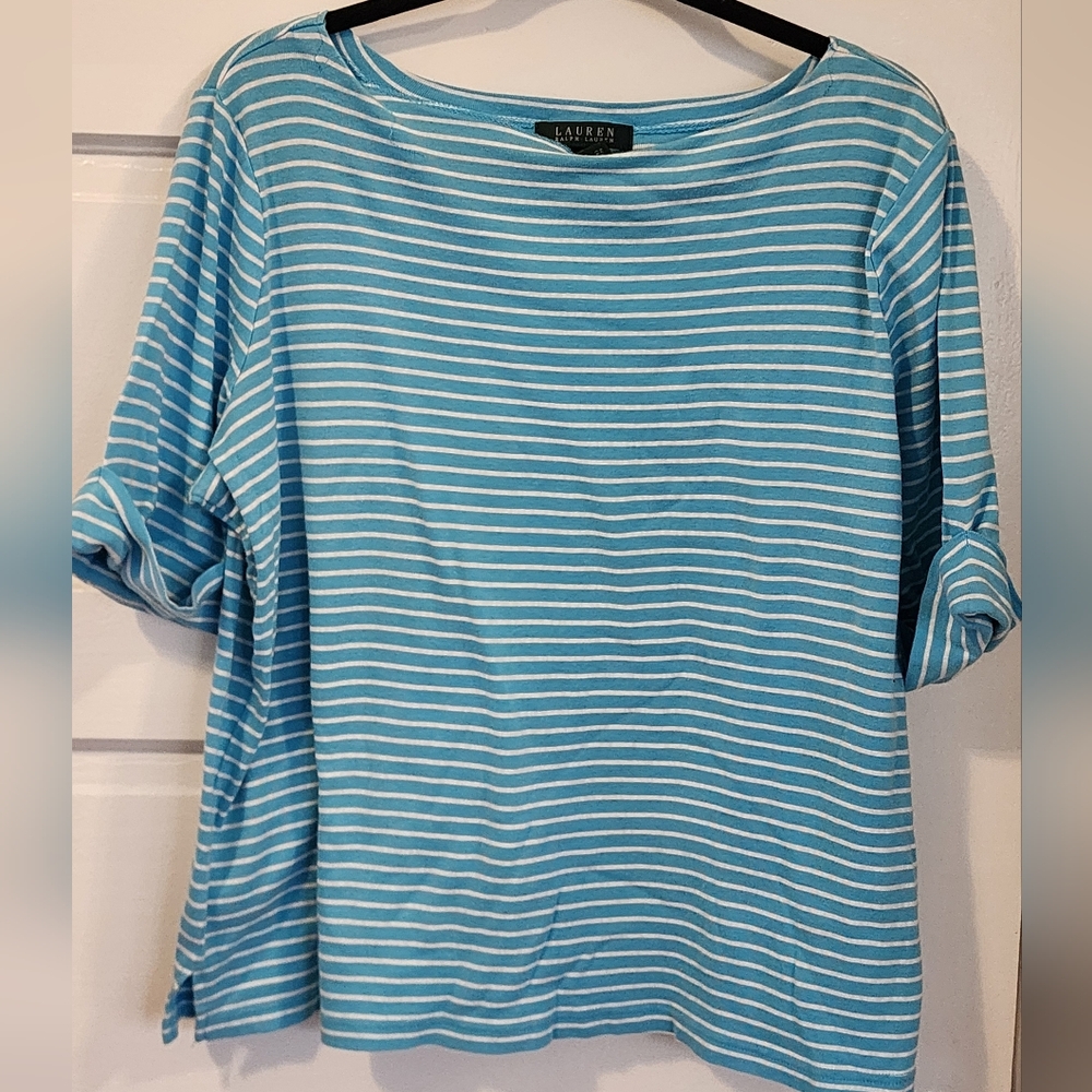 Blue Striped Women's Top **Please See Note About Hem